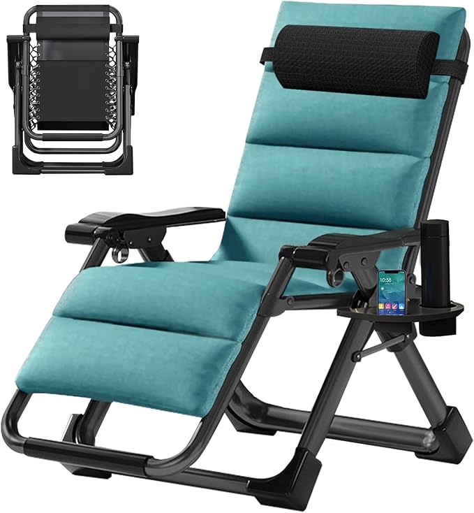 Slsy Zero Gravity Chair, Reclining Lounge Chair with Removable Cushion & Tray for Indoor and Outdoor - Photo 1
