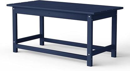 WestinTrends Malibu Outdoor Coffee Table, 35" x 17.5" All Weather Poly Lumber Patio Adirondack Coffee Table for Garden Lawn Porch Balcony, Navy Blue