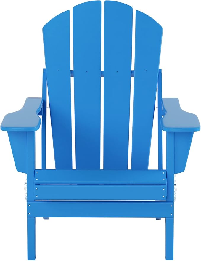 WO Home Furniture Adirondack Chairs Table Set of 3 PCS Outdoor Folding Chairs Coffee Table Weather/UV Resistant for Lawn - Photo 3