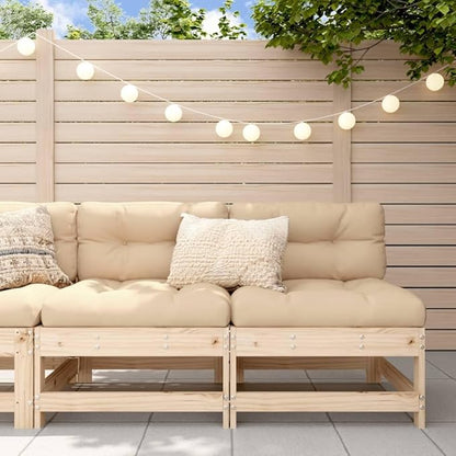 Rustic Pine Outdoor Patio Sectional Couch 24.4 x 24.4 x 27.8 in Solid Wood Slatted Seat Modular Garden Loveseat for Balcony Deck and Back Porch