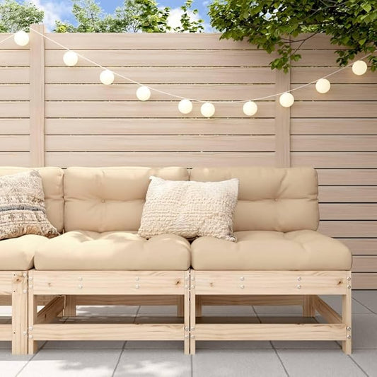 Rustic Pine Outdoor Patio Sectional Couch 24.4 x 24.4 x 27.8 in Solid Wood Slatted Seat Modular Garden Loveseat for Balcony Deck and Back Porch
