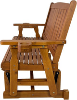 Fortune Candy Wooden Patio Glider, with Cup Holders, High Back and Deep Contoured Seat, Solid Fir Wood - Photo 6