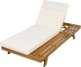 Christopher Knight Home Kayes Acacia Wood Chaise Lounge with 4'' Four-Folds Cushion - Photo 4
