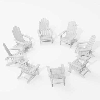MXIMU Folding Adirondack Chair for Outdoor: Easy Assembly Adirondack Chairs Set of 8 - Composite Plastic Fire Pit Chairs - All Weather Plastic Chair for Outside Patio Lawn Garden Backyard Use