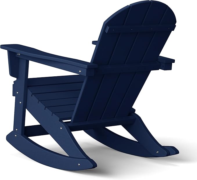 WestinTrends Malibu Outdoor/Patio Poly Adirondack Rocking Chair, Navy Blue
