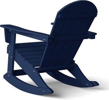 WestinTrends Malibu Outdoor/Patio Poly Adirondack Rocking Chair, Navy Blue