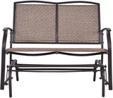 Pemberly Row Patio Glider Rocking Bench, Durable Metal Frame, Ergonomic Design, Brown Finish - Photo 1