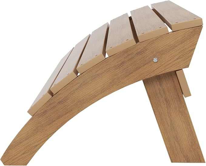 WestinTrends Tuscany Adirondack Ottoman, Real Wood Like Outdoor Ottoman for Patio, All Weather Poly Lumber Folding Ottoman Footrest for Adirondack Chair, Teak
