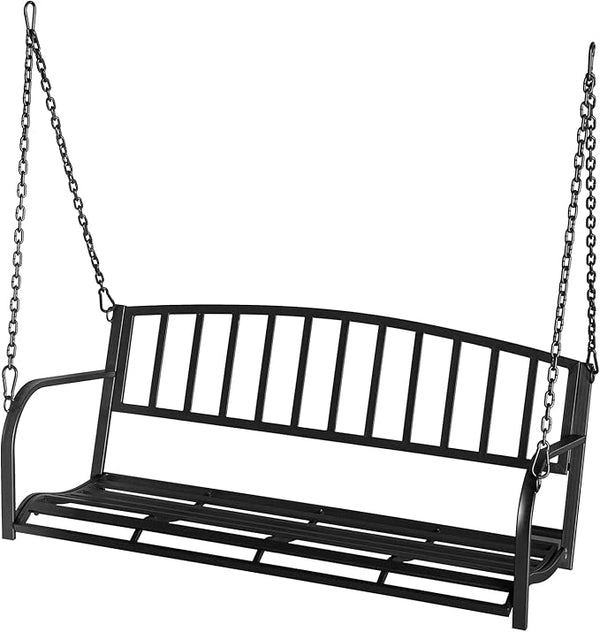 ZIMTOWN 2-Person Metal Porch Swing, 47-Inch Wide Hanging Bench，Heavy Duty Hanging Chair with 64.9" Adjustable Chains - Photo 1