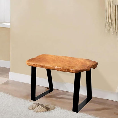 Live Edge Cedar Entryway Bench 19.5" x 12.5" x 16.2" H Rustic End Table Living Room Accent Solid Wood Natural Coffee Side Table Bedroom Vintage Outdoor Garden Stand Foot Stool