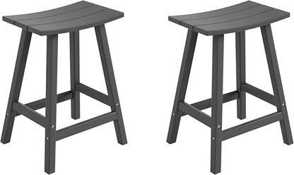 WestinTrends Malibu 2 Piece Set of 24 Height Outdoor/Patio Saddle bar stools, Gray
