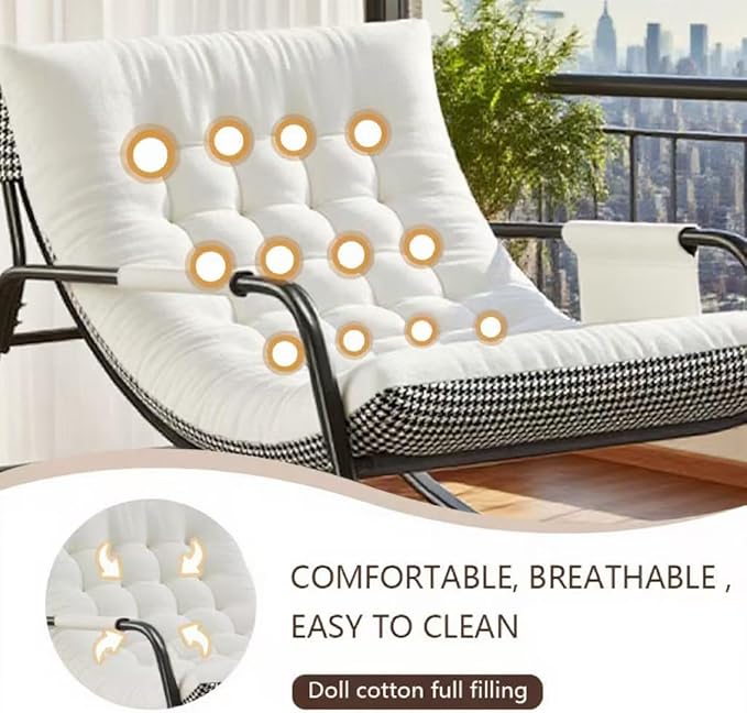 Oversized Rocking Chair with Cushion and Armrests, Lounge Rocker Recliner for Living Room, Bedroom, Patio, Porch - Photo 5