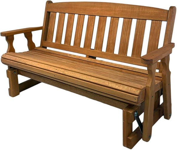 Amish Casual Heavy Duty 800 Lb Mission Pressure Treated Porch Glider (4 Foot, Cedar Stain) - Photo 1