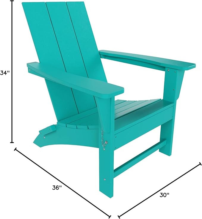 WO Home Furniture HDPE Adirondack Chair Folding Poly Lumber All Weather UV/Fade Resistant Heavy Duty for Patio, Backyard, Balcony, Garden, Lawn (Turquoise)…