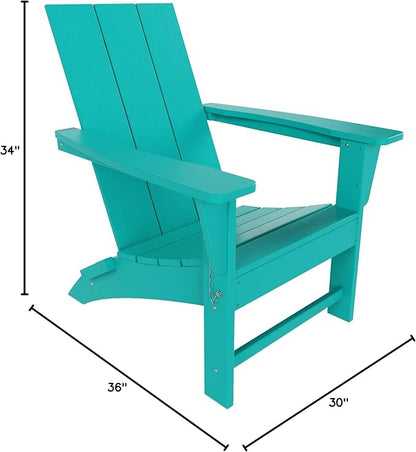 WO Home Furniture HDPE Adirondack Chair Folding Poly Lumber All Weather UV/Fade Resistant Heavy Duty for Patio, Backyard, Balcony, Garden, Lawn (Turquoise)…