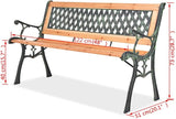 vidaXL Nostalgic Design Patio Bench with Decorative Backrest, Durable Wood and Wrought Iron Frame - Photo 9