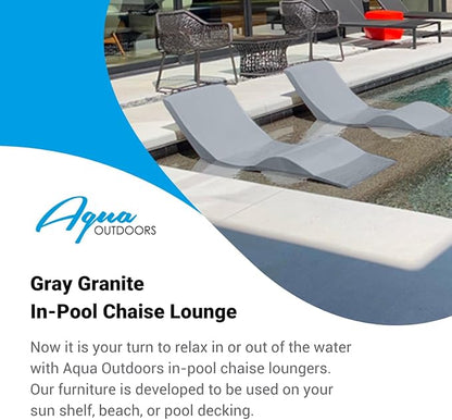 Aqua Outdoors - in-Pool Chaise Lounger - Inside Pool & Sun Shelf Lounge Chair - Designed for Water Depths Up to 9” - Compatible with All Types - Poolside & Sun Deck Tanning - Gray Granite
