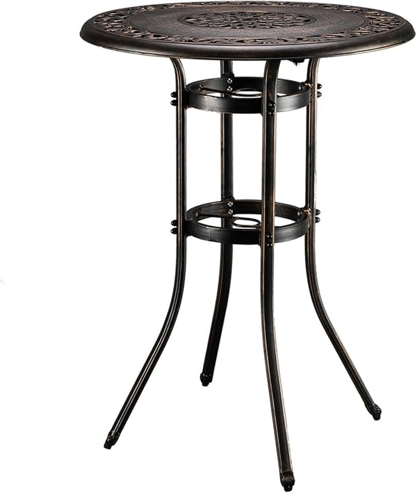 VINGLI 32" Outdoor Bar Table, Patio Bar Height Table with Umbrella Hole, Round High Top Table - Photo 1
