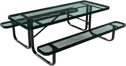 COATEDOUTDOORFURNITURE Heavy-Duty Portable Outdoor Kids Table, Expanded Metal Kids Picnic Table, Commercial-Grade Picnic Table, Made in America (6ft Rectangular, Childrens, Textured Dark Green)