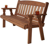 Amish Casual Heavy Duty 800 Lb Mission Pressure Treated Garden Bench with Cupholders (5 Foot, Oak Stain) - Photo 1