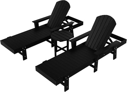 WestinTrends Dylan 3 Piece Adirondack Reclining Chaise Lounge with Arms Black