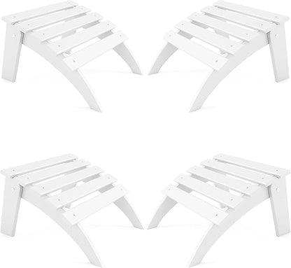 FOOWIN Folding Adirondack Ottoman Set of 4, HDPE All Weather Adirondack Footrests, Ottoman for Adirondack Chair,Patio Footstool for Outside Easy Storage,for Patio, Backyard, Porch, Garden, White