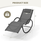 Giantex Outdoor Rocking Lounge Chair, Zero Gravity Rocking Chair with Removable Headrest, Breathable Backrest & Seat - Photo 3