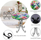 18 Inch Outdoor Side Table, Hummingbird Metal Accent Table, Indoor Small Round End Table - Photo 4