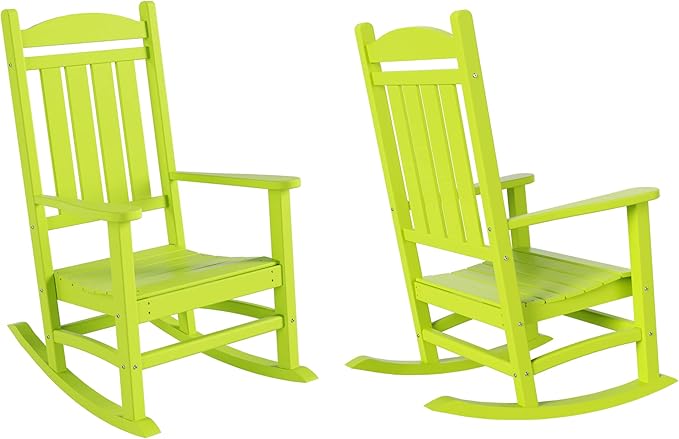 WO WESTIN OUTDOOR HDPE Laguna Classic Porch Rocking Chair (Set of 2), Lime
