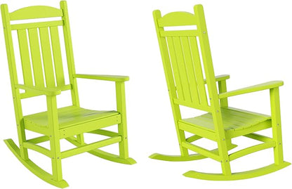 WO WESTIN OUTDOOR HDPE Laguna Classic Porch Rocking Chair (Set of 2), Lime