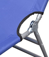 Folding Blue Sun Lounger Outdoor 74.4x22.8x10.6 in Powder-Coated Steel Frame Adjustable Backrest Portable Poolside - Photo 6