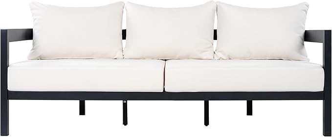 Merax 75.8" Modern Curved Outdoor Aluminum 3-Seater Sofa - Photo 3