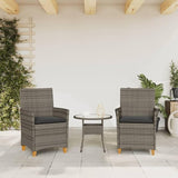 Patio Chairs with Cushions 2 pcs Gray Poly Rattan&Solid Wood, Suitable for patios, Gardens, Balconies - Photo 4