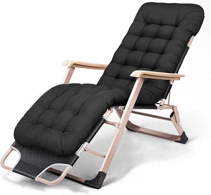 Chair Reclining Lounge Chair Patio Chairs, w/Removable Cushion & Headrest, Reclining Camping Chair w/Upgraded Lock - Photo 1