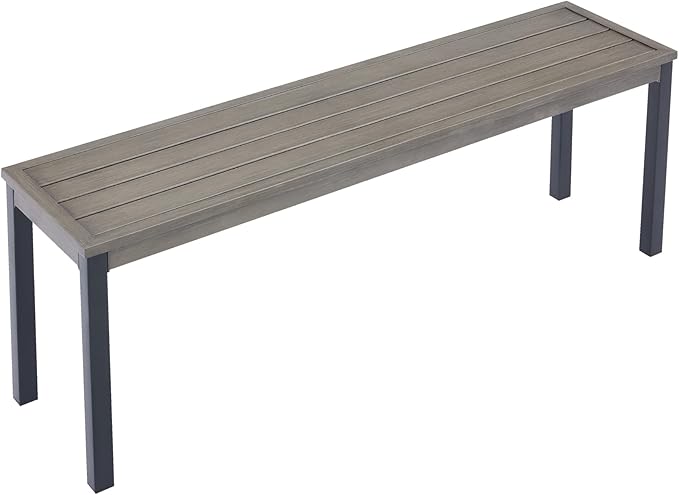 VICLLAX Outdoor Metal Bench, 51.2" Long Garden Backless Bench for Patio Porch Park Backyard, Grey