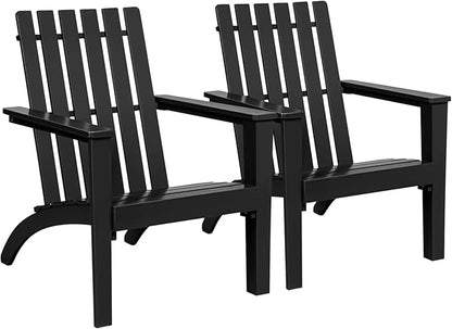 Giantex Adirondack Chair Set of 2 Acacia Wood Outdoor Chairs, 350 lbs Weight Capacity, Weather Resistant Campfire Chairs for Lawn Seating, Garden, Poolside, Balcony, Patio Lounger, Black