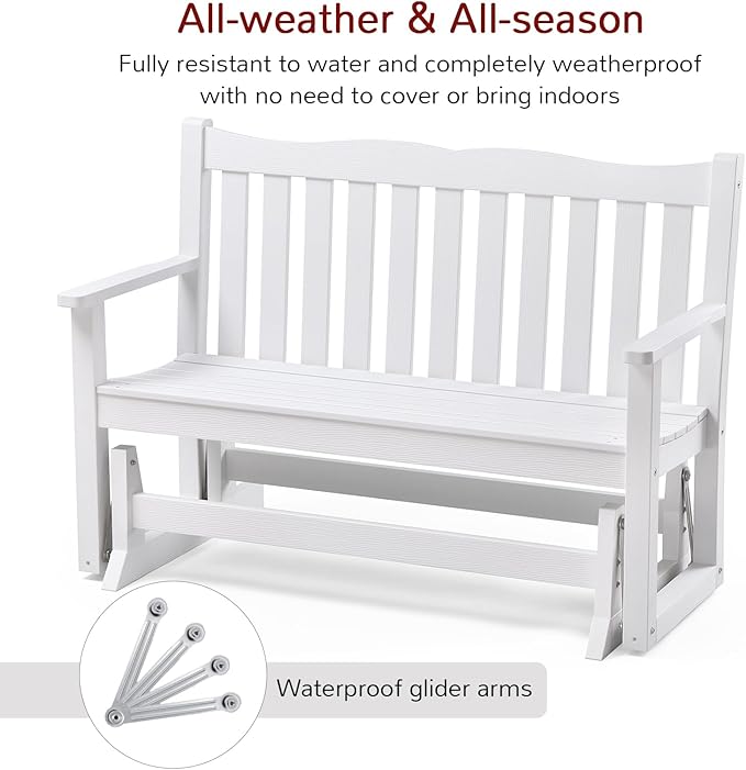 Stoog Outdoor Glider Benches Set of 2, All-Weather Patio Glider with 800 lbs Weight Capacity, Never Fade or Rot - Photo 4