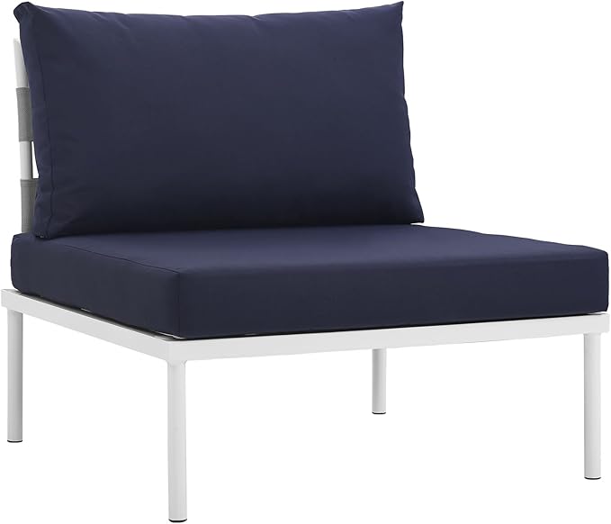 Modway EEI-2600-WHI-NAV Harmony Outdoor Patio Aluminum, Armless Chair, White Navy - Photo 3
