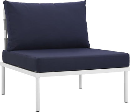 Modway EEI-2600-WHI-NAV Harmony Outdoor Patio Aluminum, Armless Chair, White Navy