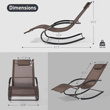 Lounge Chair, Outdoor Chaise Lounge with Detachable Pillow for Patio, Lawn, Pool, Outdoor Lounge Chairs, Brown - Photo 3