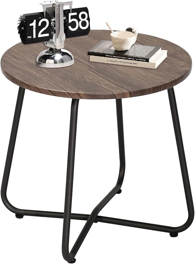 VECELO 17.7 inch Small Round Outdoor Side Table, Patio End Table - Photo 1