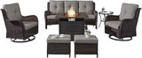 Belord Patio Furniture Set with Fire Pit Table, 7 Piece Wicker Outdoor Furniture Set - Photo 1