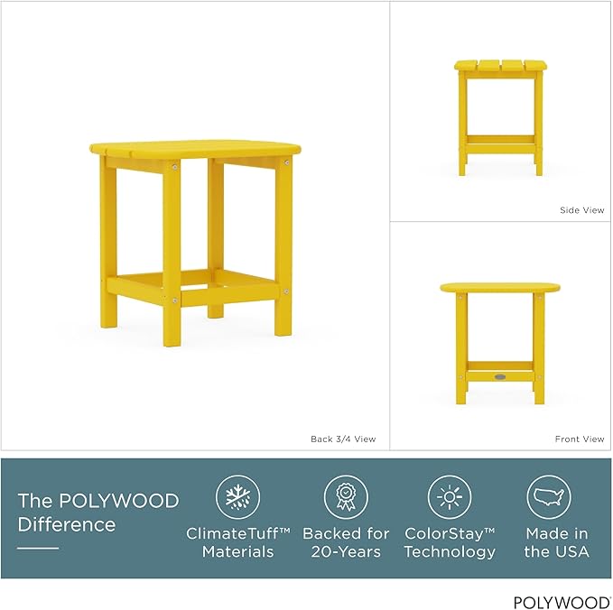 POLYWOOD SBT18LE South Beach 18" Outdoor Side Table, Lemon - Photo 2