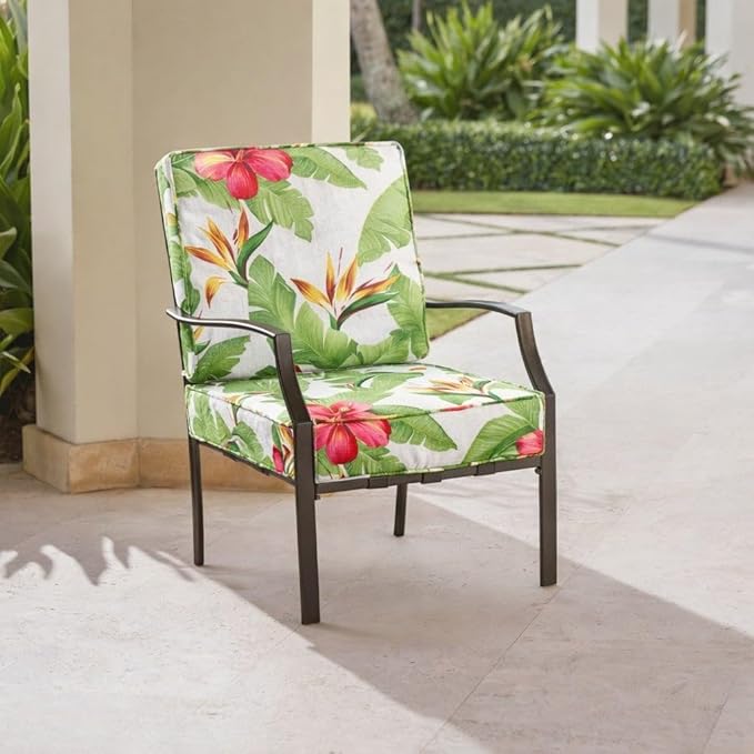 BrylaneHome Bh Outdoor Performance 2-Section Deep Seating Cushion - Hibiscus - Photo 1