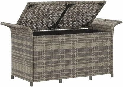 Patio Bench with Cushion Gray 45.7"x18.1"x22.4" Poly Rattan Deck Bench Outdoor Bench Garden Bench Porch Bench for patios, Gardens, Decks