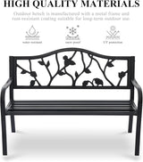 50" Outdoor Garden Bench, Cast Iron Metal Outdoor Benches Weatherproof with Artistic Strawberry Backrest - Photo 5