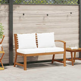 Garden Bench Natural Wood, Cream Cushions, Solid Acacia, Oiled Finish - Photo 2