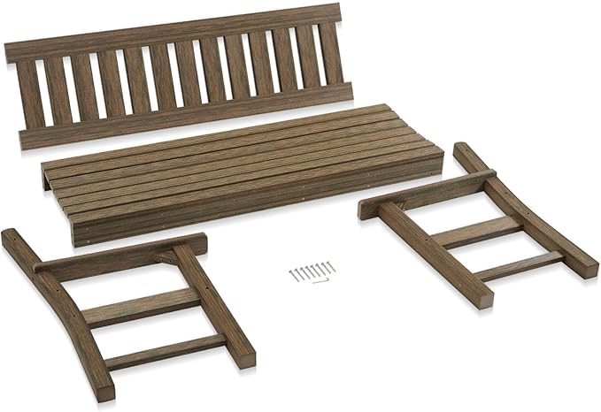 Outdoor Bench, 3-Person Garden Bench, Poly Lumber Patio Bench for Outdoors, Porch, and Park (Light Brown)