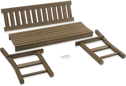 Outdoor Bench, 3-Person Garden Bench, Poly Lumber Patio Bench for Outdoors, Porch, and Park (Light Brown)