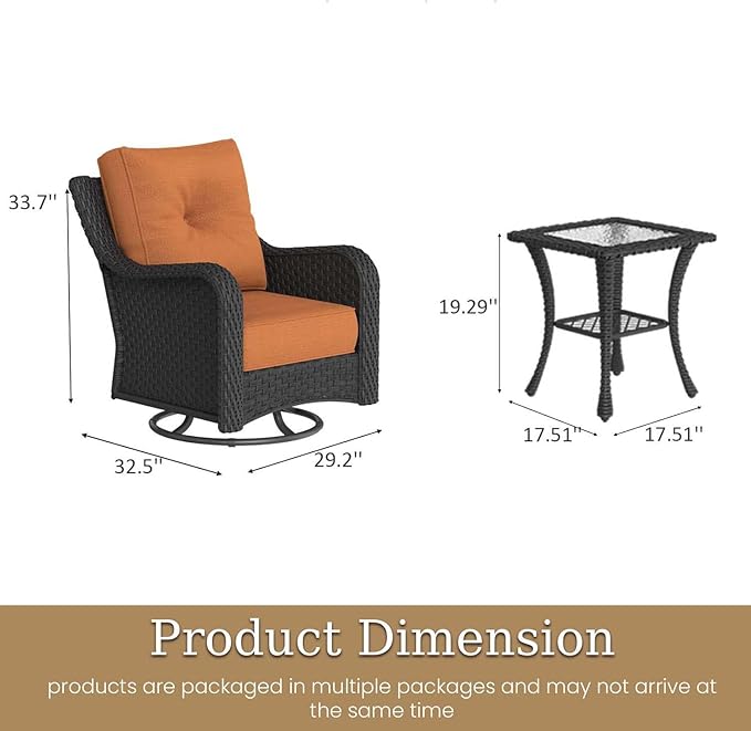 6 Piece Patio Furniture Set, All-Weather Wicker Outdoor Conversation Set with Swivel Rocking Chair and 6 Inch Thick - Photo 2